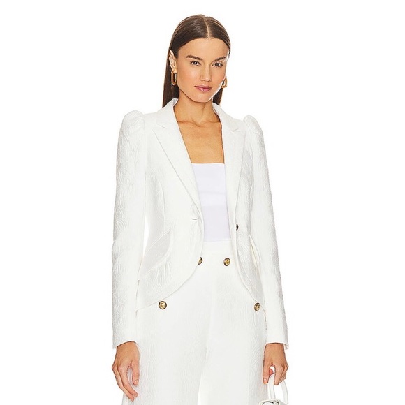 NWT $795 Smythe Jacquard Cutaway Cotton Blazer in White - size 12! - Picture 7 of 10